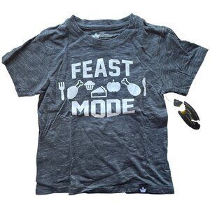 Littlest Prince Couture Kids T-Shirt S Feast Mode Graphic Gray Cotton